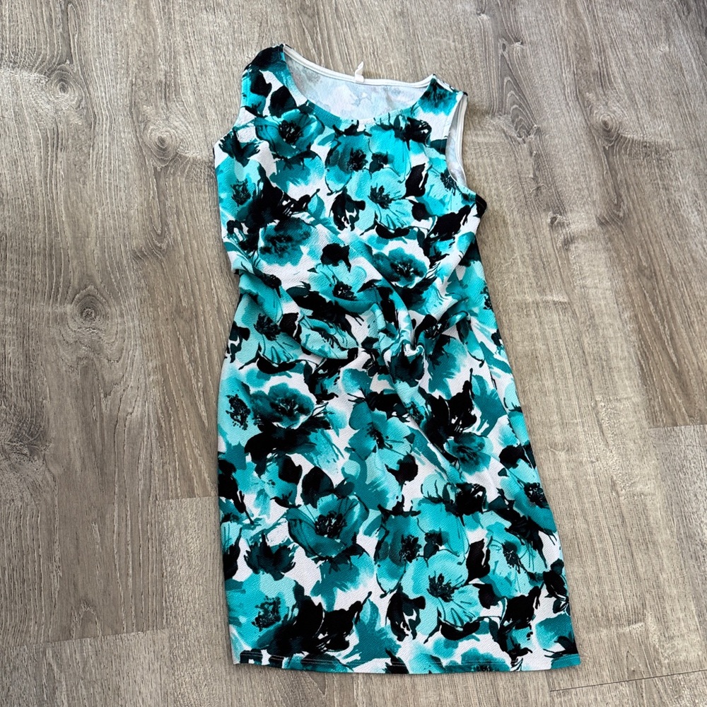 Pinkblush Teal, Black & White Floral Midi Dress maternity 👗